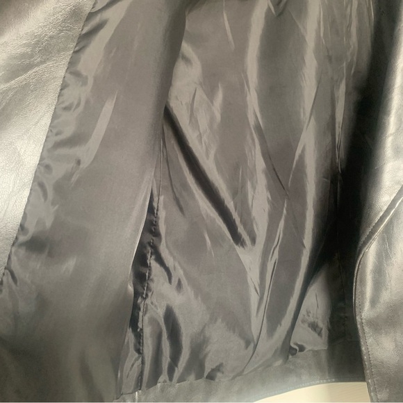 7 for all Mankind Faux Leather Vegan Moto biker jacket black zip goth Medium - Picture 7 of 9